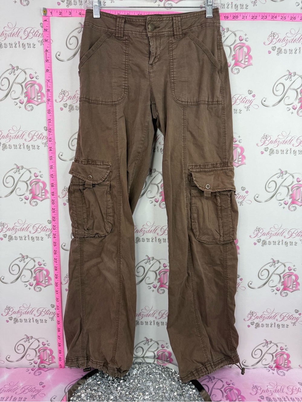 Garage pants cargo pockets pull tie hem Brown Cargo Pants